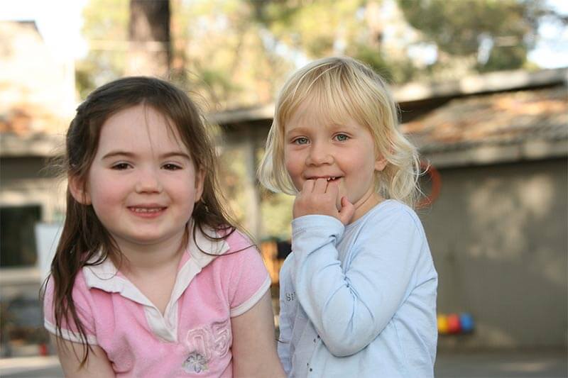 two girls playing at montecito preschool